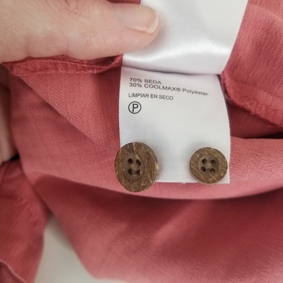 Tommy Bahama IslandZone Cool Max/Silk Blend Button Front Shirt Size S Salmon - Picture 13 of 13